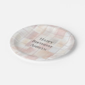 Blush Peach Squares Birthday ペーパープレート (アングル)