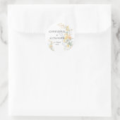 Blush Peach Wildflowers Botanical Envelope Sticker ラウンドシール (バッグ)