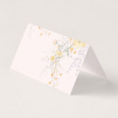 Blush Peach Wildflowers Folded Wedding Place Cards (裏面)