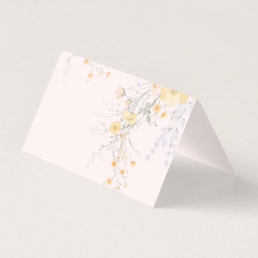 Blush Peach Wildflowers Folded Wedding Place Cards (裏面)