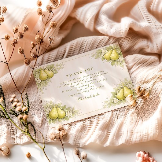 Blush Pear Perfect Pair Bridal Shower サンキューカード