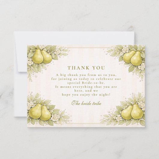Blush Pear Perfect Pair Bridal Shower サンキューカード (正面)