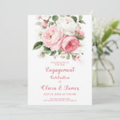 Blush peonies and white roses engagement card 招待状 (スタンド正面)
