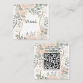 Blush Peony & Eucalyptus Botanical Floral Details スクエア名刺 (正面/裏面)