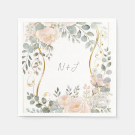 Blush Peony & Eucalyptus Botanical Floral Wedding  スタンダードカクテルナプキン