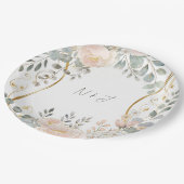 Blush Peony & Eucalyptus Botanical Floral Wedding  ペーパープレート (アングル)