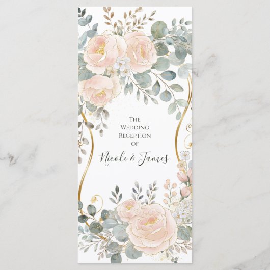 Blush Peony & Eucalyptus Botanical Floral Wedding  メニュー (裏面)