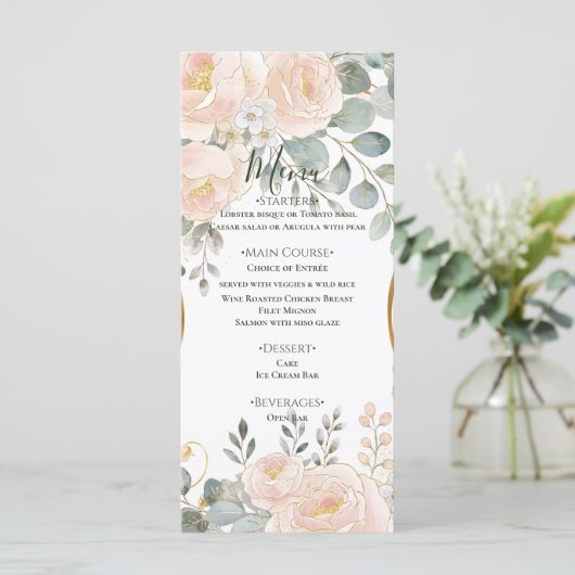 Blush Peony & Eucalyptus Botanical Floral Wedding メニュー (スタンド正面)