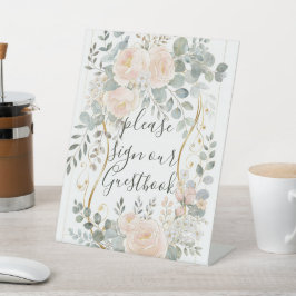 Blush Peony & Eucalyptus Botanical Floral Wedding  台座サイン