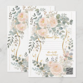 Blush Peony & Eucalyptus Botanical Floral Wedding  招待状 (正面/裏面)