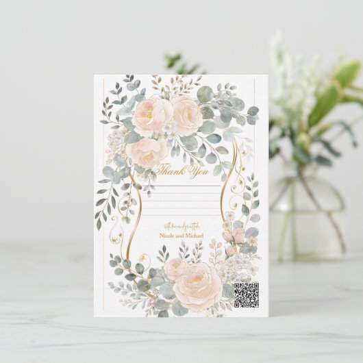 Blush Peony & Eucalyptus Botanical Floral Wedding  招待状 (スタンド正面)