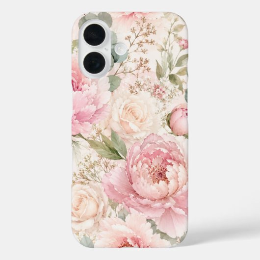 Blush Peony Floral iPhone 16 Pro Max タフフォンケース Case-Mate iPhoneケース (裏面)