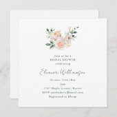 Blush Peony Floral Square Minimalist Bridal Shower 招待状 (正面/裏面)