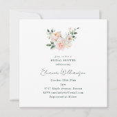 Blush Peony Floral Square Minimalist Bridal Shower 招待状 (正面)