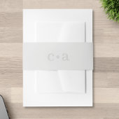 Blush Peony Monogram Grey Wedding 招待状ベリーバンド