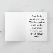 Blush Peony & Rose Happy 60th Birthday Watercolor カード (内部)