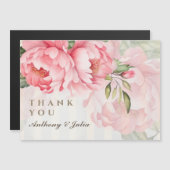 Blush Peony Striped Wedding Thank YouMagnetic Card (正面/裏面)