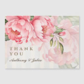 Blush Peony Striped Wedding Thank YouMagnetic Card (正面)