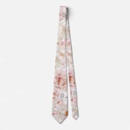Blush Peony Watercolor Floral Wedding ネクタイ