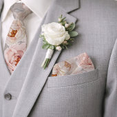 Blush Peony Watercolor Floral Wedding ネクタイ