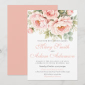 Blush Peony Watercolor Wedding Invitation 招待状 (正面/裏面)