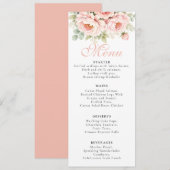 Blush Peony Wedding Menu Card (正面/裏面)
