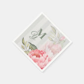 Blush Peony Wedding Monogram | Chic Floral Paper スタンダードカクテルナプキン (角)