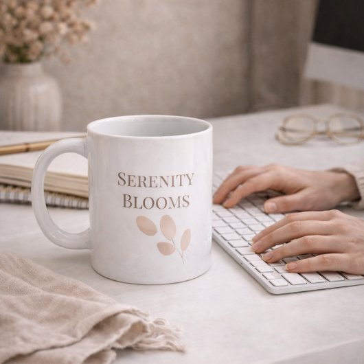 Blush Petal Script Classic Mug, 11 oz コーヒーマグカップ