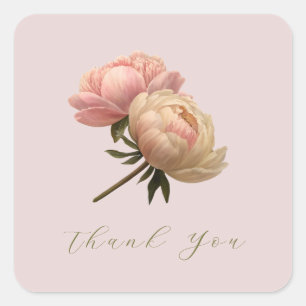 Blush Pink シックなバラの結婚式のお礼 スクエアシール
