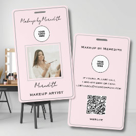 Blush Pink スクリプト ロゴ 写真 メイク ロゴ QRコード B バッジ