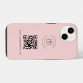 Blush Pink ロゴQRコード ビジネスiPhoneケース iPhoneケース (裏面横)