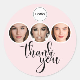 Blush Pink 3 Photo Lashes Brows Logo Thank You ラウンドシール