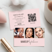 Blush Pink 3 Photo QR Code Modern Makeup 名刺