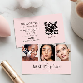 Blush Pink 3 Photo QR Code Modern Makeup 名刺