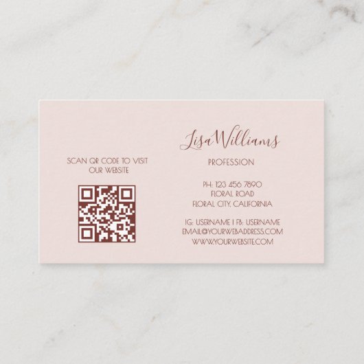 Blush Pink 3D Flowers 名刺 (裏面)