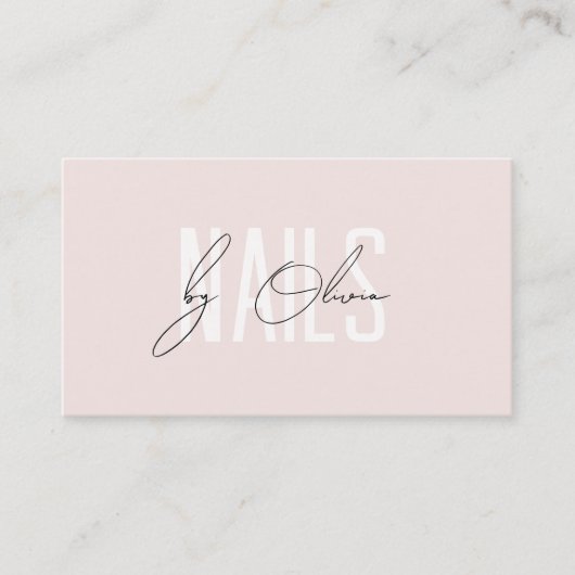 Blush Pink Aesthetic Typography Nail Artist 名刺 (正面)