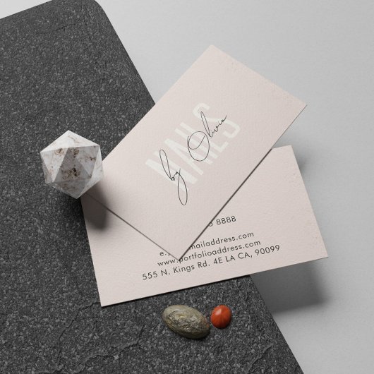 Blush Pink Aesthetic Typography Nail Artist 名刺