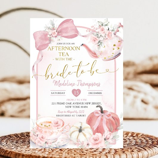 Blush Pink Afternoon Tea Party Bridal Shower 招待状