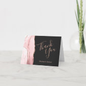 Blush Pink Agate Rose Gold Dark Wedding Thank You カード (正面)