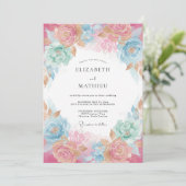 Blush Pink Airy Watercolor Wedding 招待状 (スタンド正面)