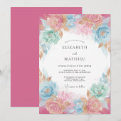 Blush Pink Airy Watercolor Wedding 招待状 (正面/裏面)