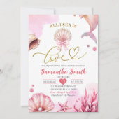 Blush Pink All I Sea Is Love Coastal Bridal Shower 招待状 (正面)