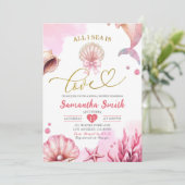 Blush Pink All I Sea Is Love Coastal Bridal Shower 招待状 (スタンド正面)