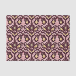 Blush Pink and Burgundy Baroque Christmas Pattern 薄葉紙
