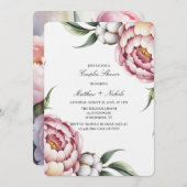 Blush Pink and Cotton Couples Shower 招待状 (正面/裏面)