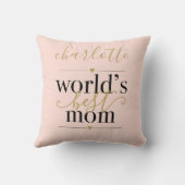 Blush Pink and Gold 世界で一番素敵なお母さん 個人名入り クッション (裏面)
