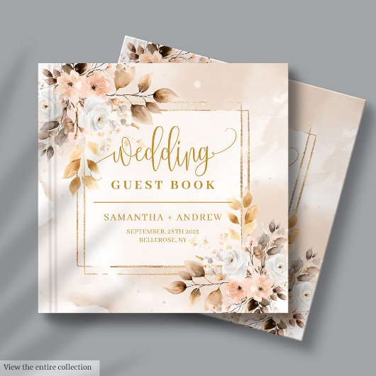 Blush Pink and Gold Autumn Wedding Guest Book ゲストブック