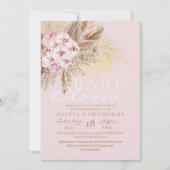  Blush Pink and Gold Baby in Bloom Baby Shower  招待状 (正面)
