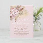  Blush Pink and Gold Baby in Bloom Baby Shower  招待状 (スタンド正面)