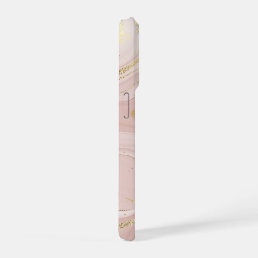 Blush Pink and Gold Marble iPhoneケース (右側面)
